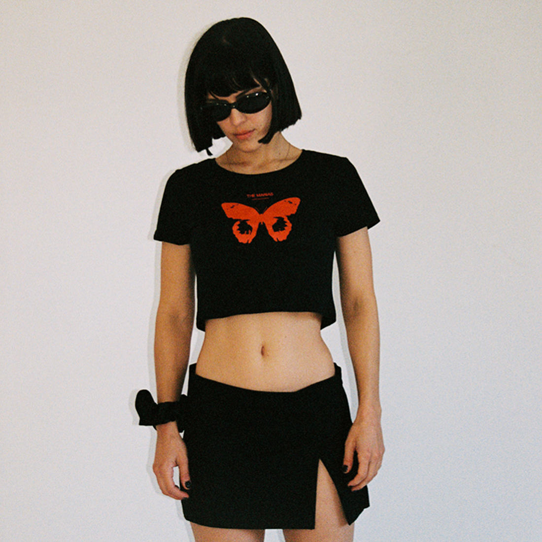 black butterfly baby tee