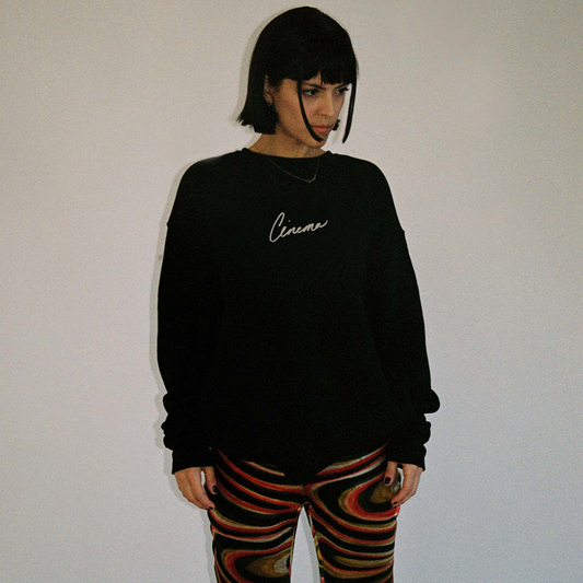 cinema embroidered crewneck (handwritten by María)